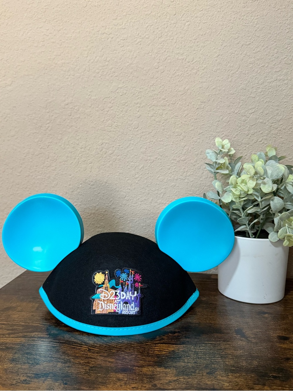 Disney D23 Day Exclusive Ears - Black Hat with Bright Turquoise Ears and Trim